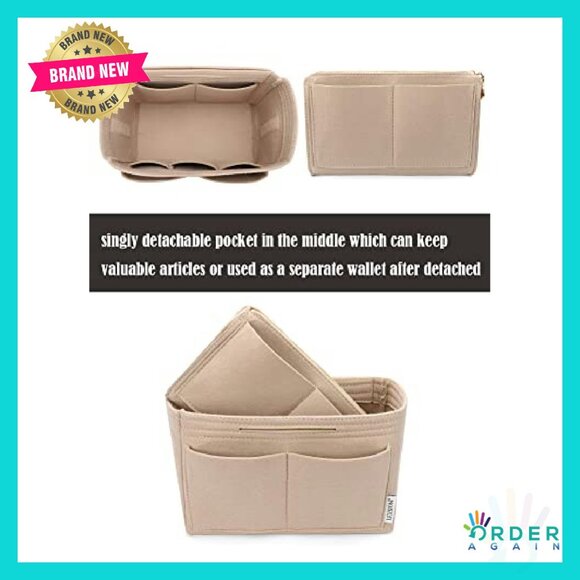 Felt Purse Organizer Insert Zipper Tote Shaper Speedy Neverfull Fit - Picture 3 of 8